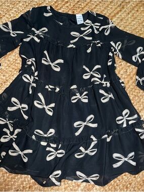 Carter's Black Dress with Cream Bow Print